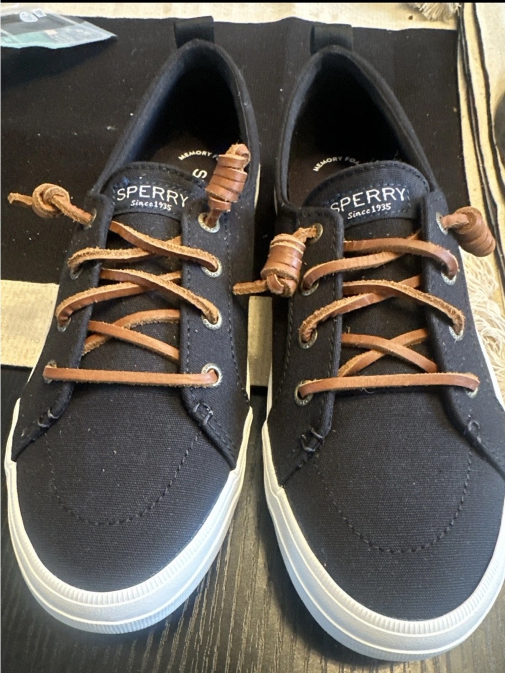 Sperry Top Sider Crest Vibe Shoe Size 7.5 Linen Navy Blue NWT